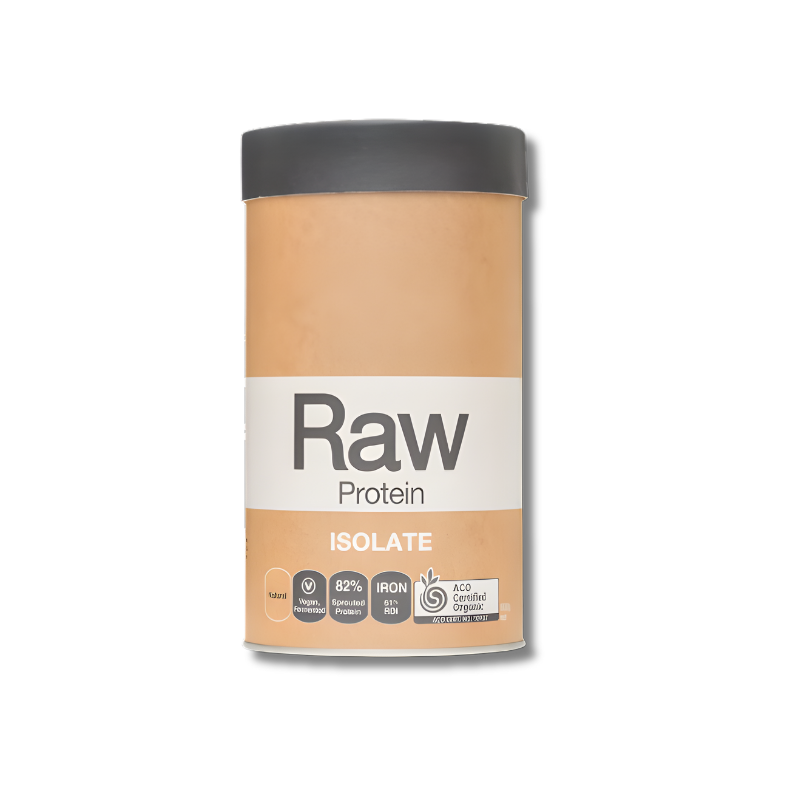 Container of Raw Protein Isolate on a white background