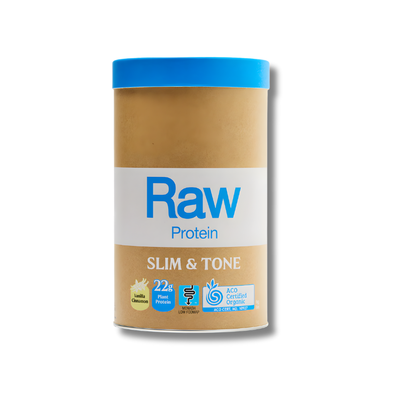 Container of Raw Protein Slim & Tone on a white background