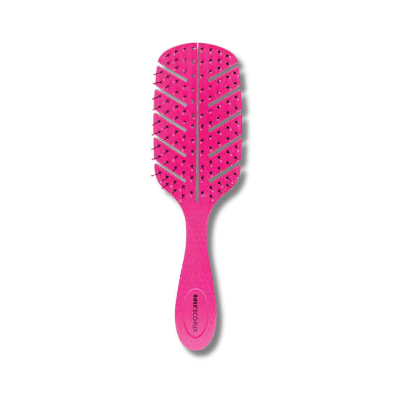 Pink hairbrush on a white background