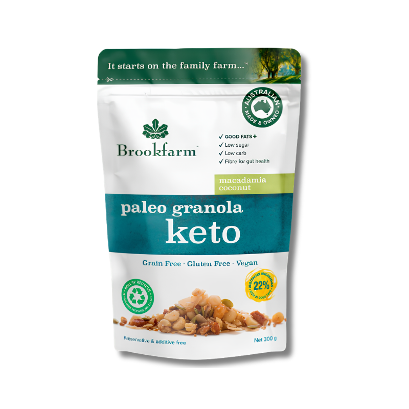 Brookfarm Paleo Granola Keto package on a white background