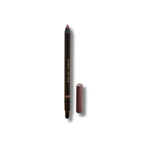 Black eyeliner pencil with rich pigment, Moringa Oil, and smudge tip for long-lasting, gentle, cruelty-free eye definition.