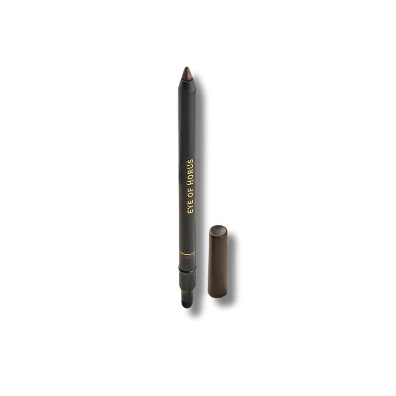 Black eyeliner pencil with rich pigment, Moringa Oil, and smudge tip for long-lasting, gentle, cruelty-free eye definition.