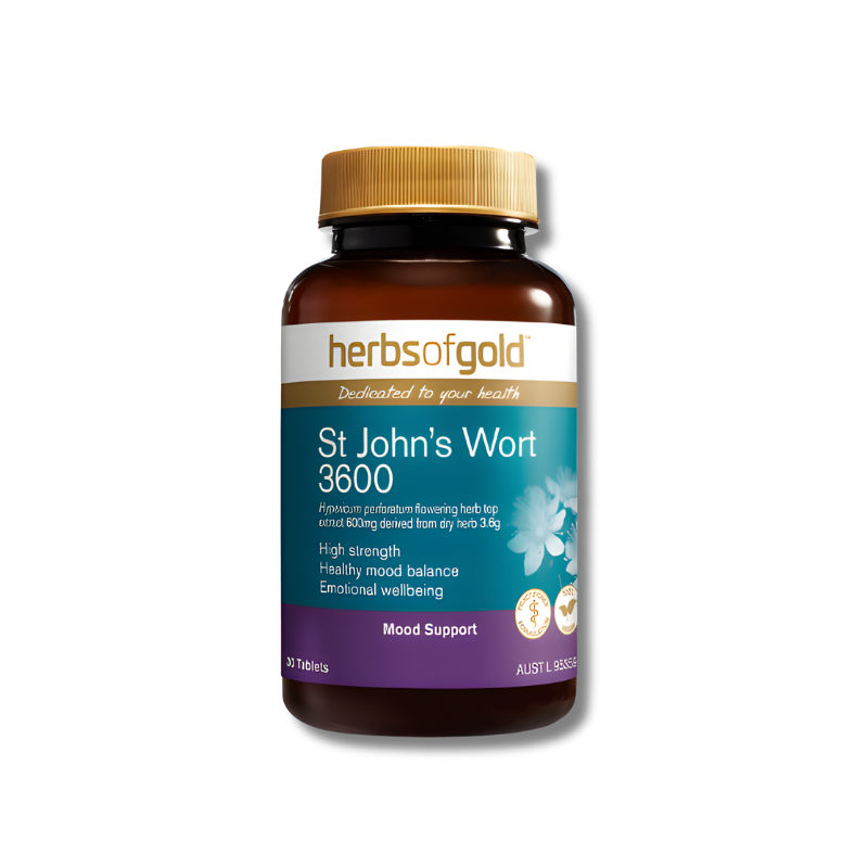 Herbs of Gold St John's Wort 3600 supplement bottle on a white background