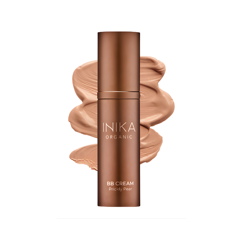 INIKA Organic BB Cream Tan with lightweight coverage for a smooth natural finish on deeper skin tones