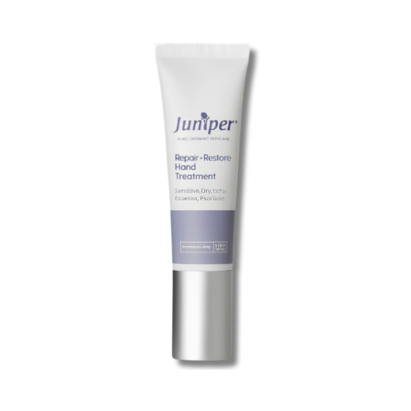 Juniper Repair and Restore Hand Treatment supports skin hydration and helps maintain soft comfortable hands
