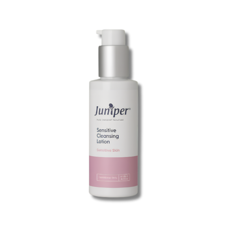 Juniper Sensitive Cleansing Lotion supports gentle cleansing and helps maintain calm comfortable skin