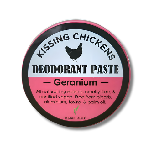Bicarb-free magnesium geranium deodorant paste for sensitive skin, vegan and nurse-developed for lasting freshness