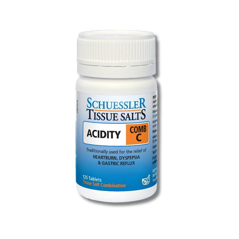 Combination C Tissue Salts supports digestive wellbeing and comfort as a supplement for acidity and indigestion support