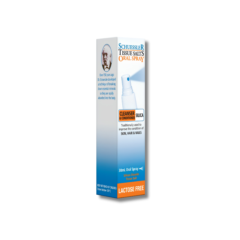 Schuessler Tissue Salts SILICA oral Spray packaging on a white background