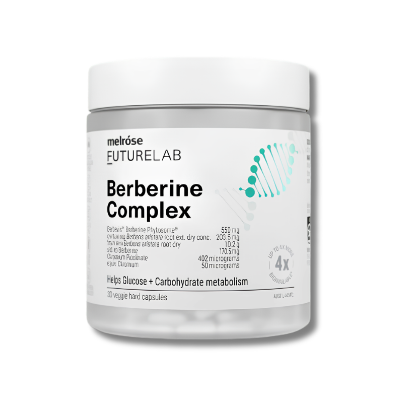 Melrose Futurelab Berberine Complex supplement jar on a white background