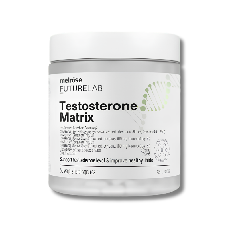 Melrose FutureLab Testosterone Matrix supports healthy testosterone levels and helps maintain male reproductive health