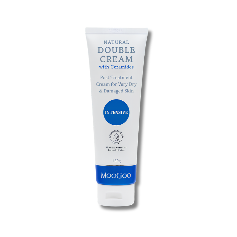 MooGoo Natural Double Cream with Ceramides supports skin hydration and helps maintain soft protected skin