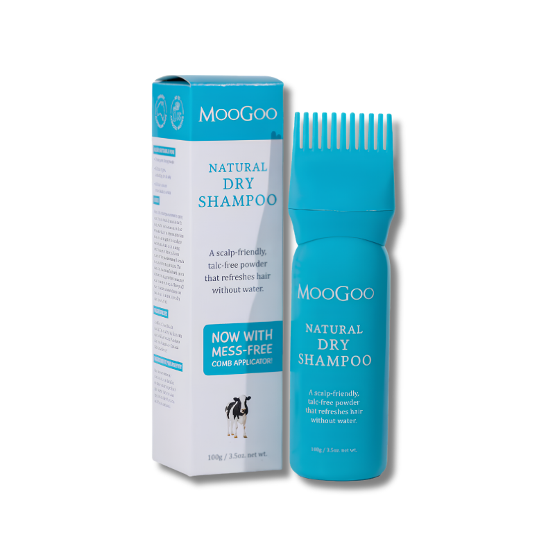 MooGoo Natural Dry Shampoo supports fresh clean hair and helps maintain scalp comfort between washes