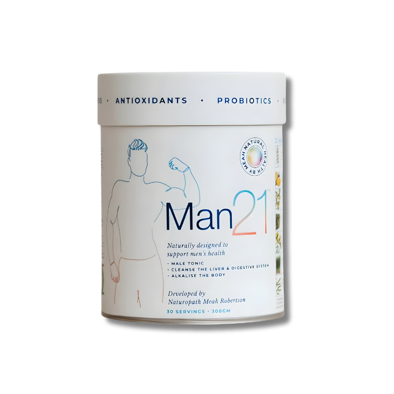 Men’s vitality supplement with adaptogens and antioxidants to support testosterone, energy, liver function, mood, and muscle recovery.