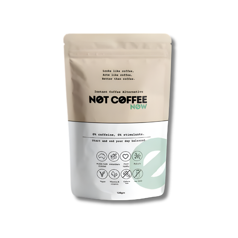 Not Coffee Now instant coffee alternative package on a white background