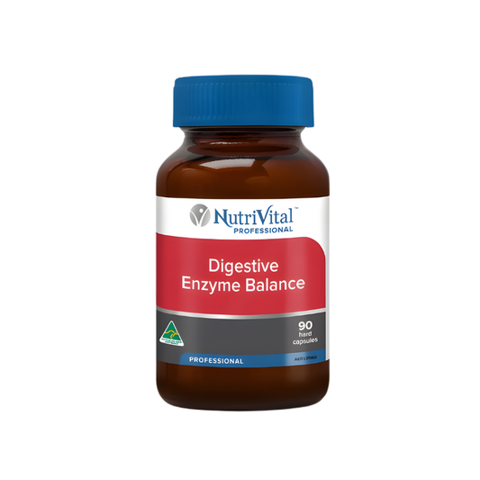 Nutrivital Digestive Enzyme Balance – professional formula supporting healthy digestion and nutrient absorption with plant enzymes.