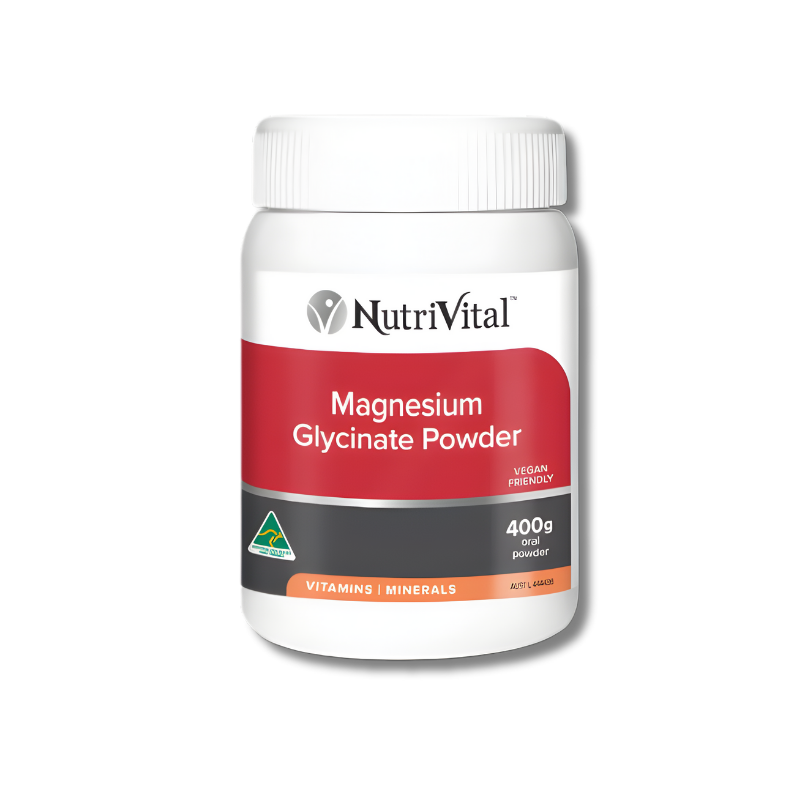 Nutrivital Magnesium Glycinate Powder β high-absorption magnesium supplement for muscle, nerve, and energy support.