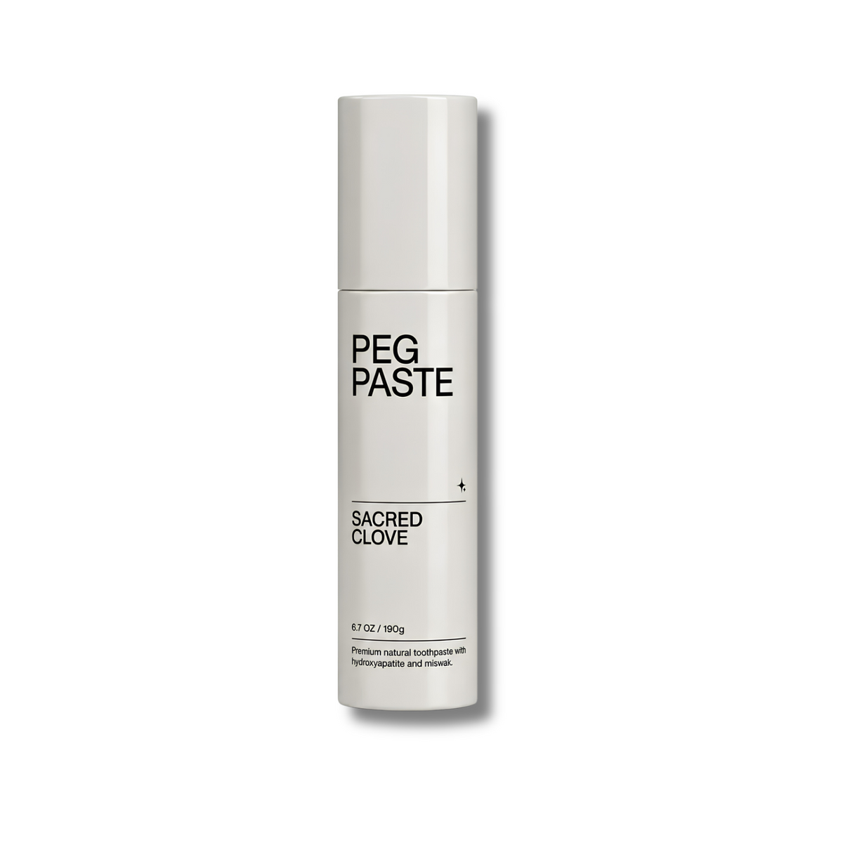 Peg Paste Hydroxyapatite Toothpaste is a fluoride-free, clove and miswak toothpaste with convenient one-handed pump dispensing for everyday oral care.