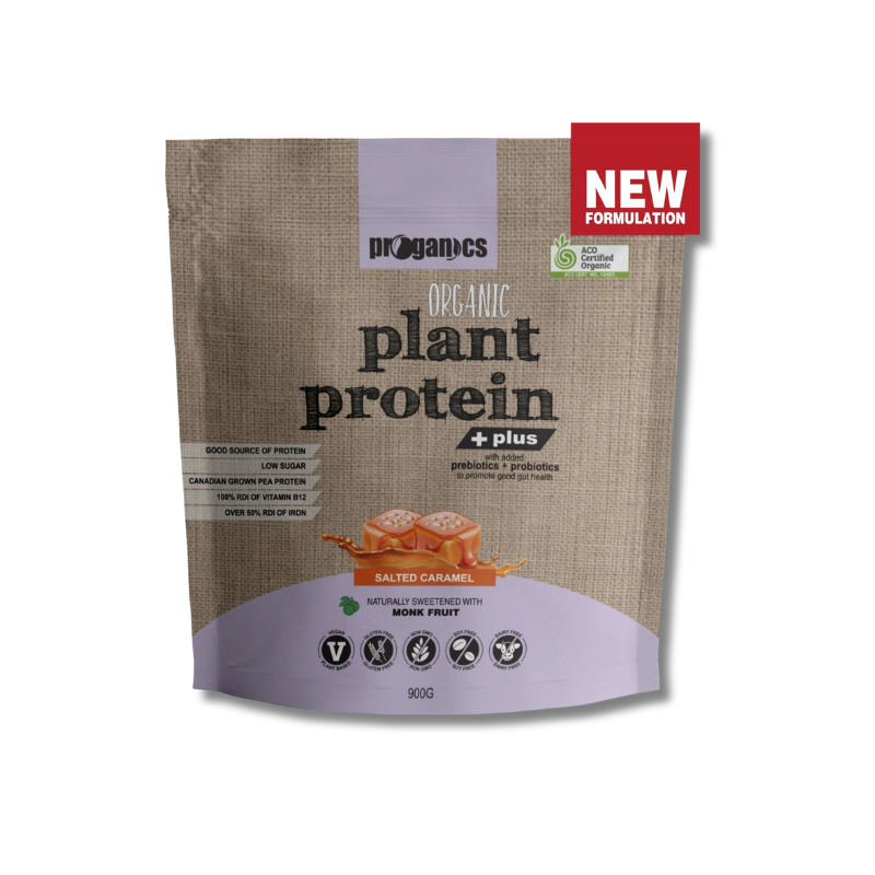 Organic plant-based protein powder with probiotics, vitamins, and minerals for muscle recovery, energy, and digestive health