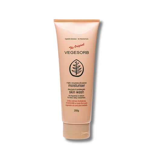 Vegesorb Moisturiser is a fragrance-free, colour-free moisturiser with almond and apricot kernel oils, suitable for sensitive skin and everyday use.