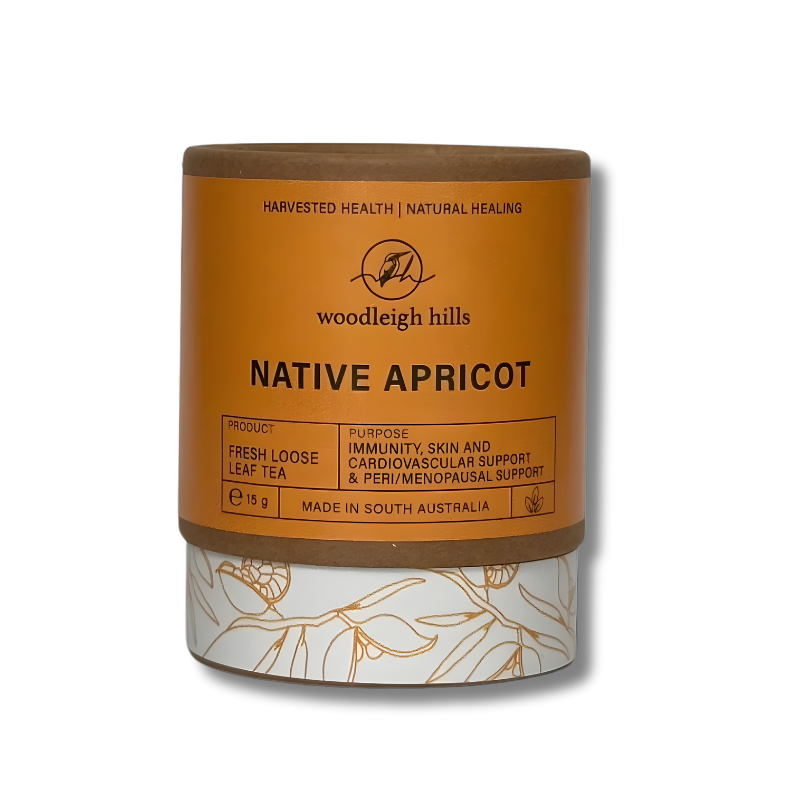 Native Apricot Tea by Woodleigh Hills – herbal wellness blend for skin, immunity, hormones and digestion