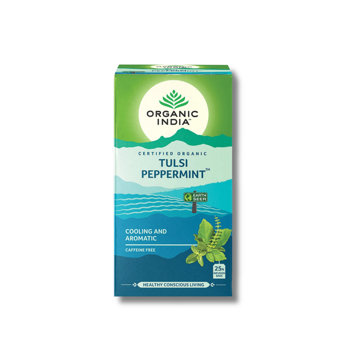 Tulsi Peppermint Tea supports everyday wellbeing as a refreshing herbal infusion with Tulsi and cooling peppermint.