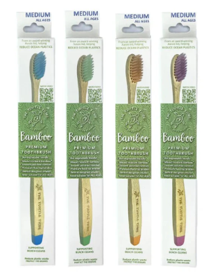 The Turtle Tribe Bamboo Toothbrush 4 Pack - Soft