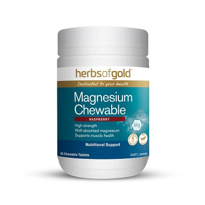 Herbs Of Gold Magnesium Chewable Raspberry 60 Tab
