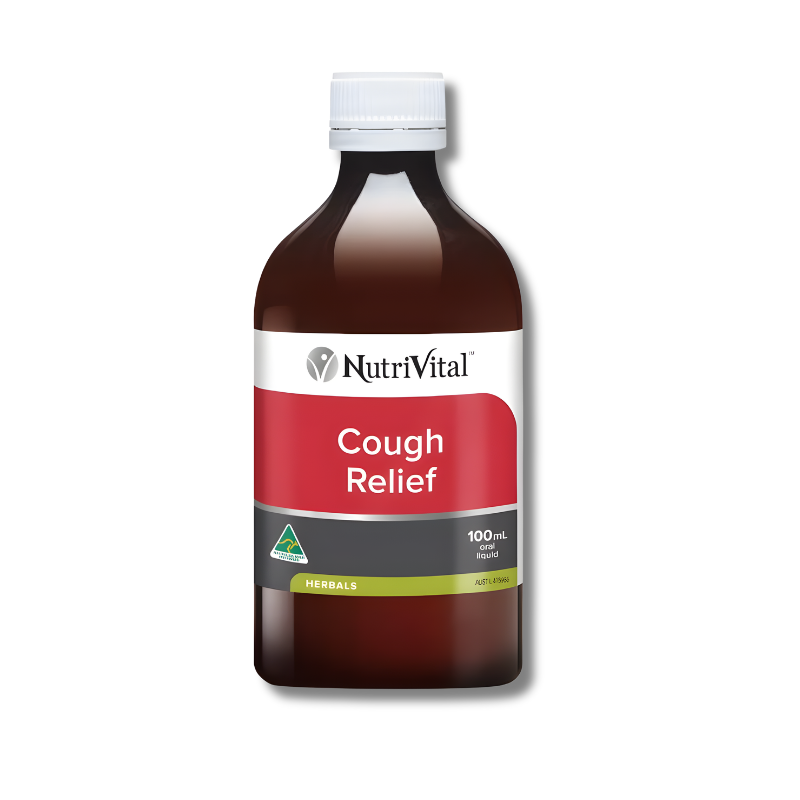 Nutrivital Cough Relief bottle on a white background