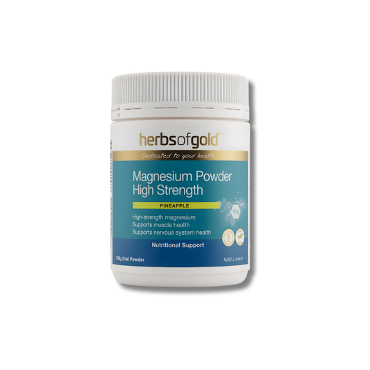 Herbs of Gold Magnesium Powder High Strength container on a white background