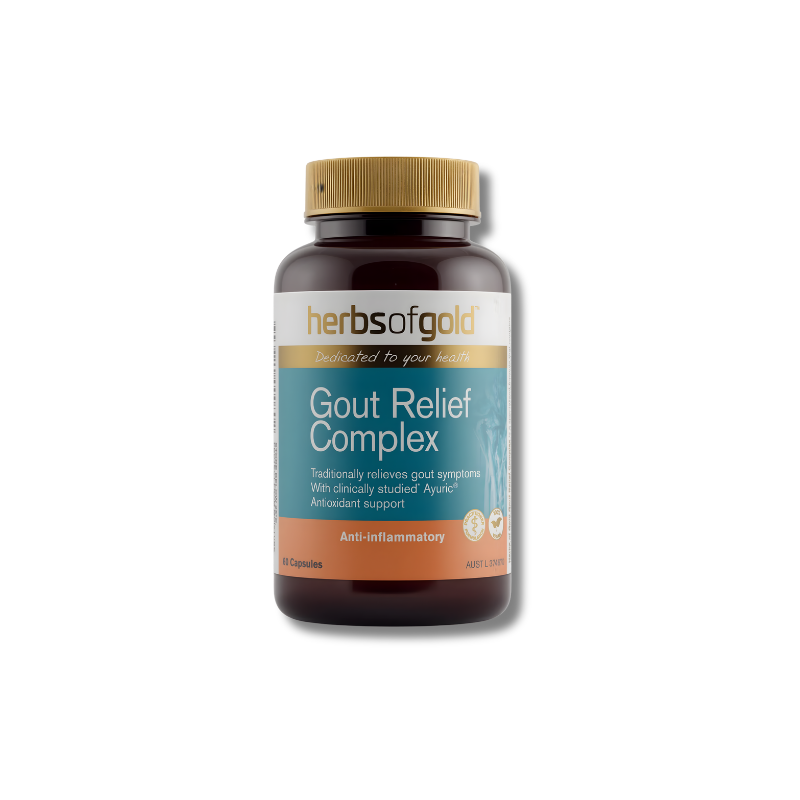 Herbs of Gold Gout Relief Complex bottle on a white background