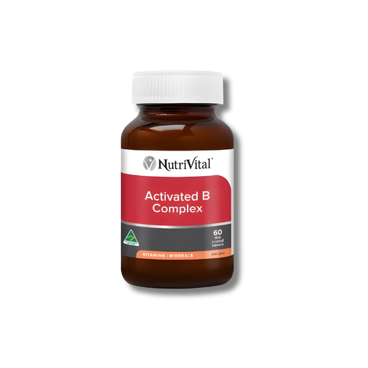 NutriVital Activated B Complex supplement bottle on a white background