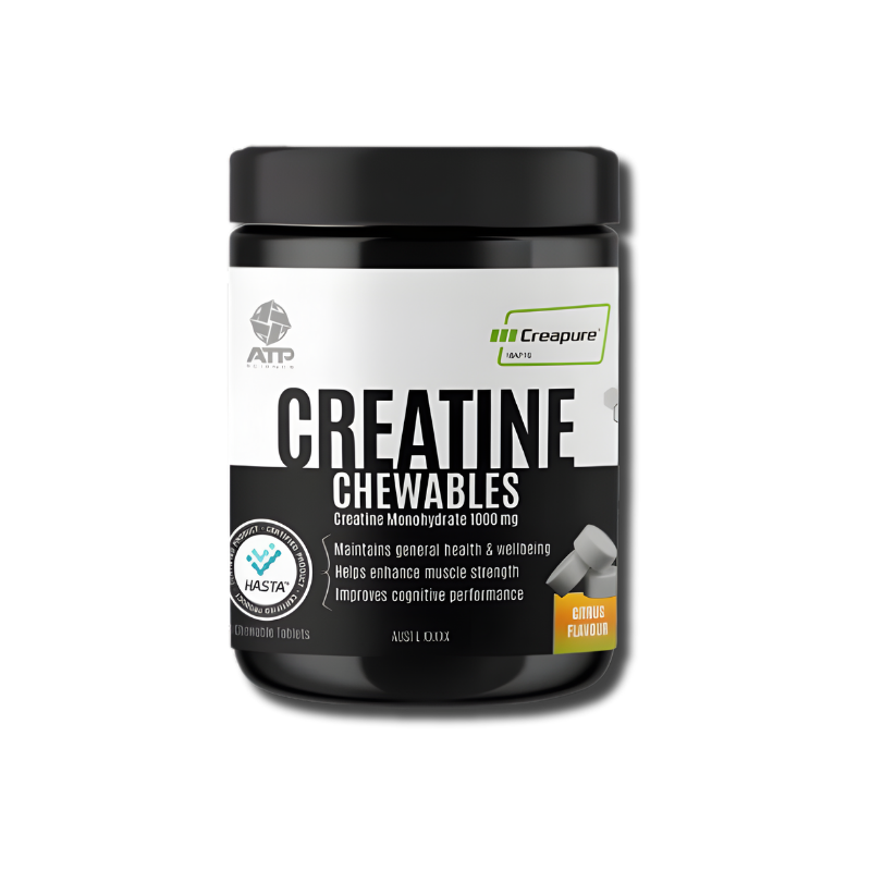 Creapure® creatine monohydrate chewable tablets for enhanced strength, endurance, and recovery—pure, safe, and convenient.
