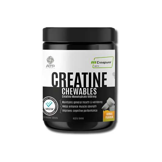 Creapure® creatine monohydrate chewable tablets for enhanced strength, endurance, and recovery—pure, safe, and convenient.
