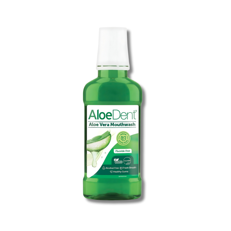 Aloe Dent Aloe Vera Mouthwash Alcohol Free helps maintain oral hygiene and supports fresh breath.