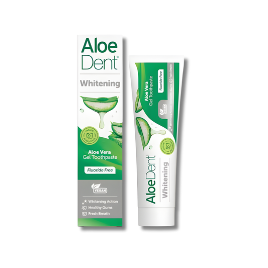 Aloe Dent Whitening Aloe Vera Gel Toothpaste packaging on a white background