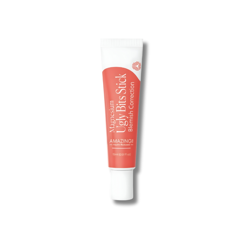 Amazing Oils Magnesium Ugly Bits Stick targets blemishes and irritated spots with topical magnesium to help calm redness, support skin balance and promote clearer-looking skin in a convenient, on-the-go applicator.