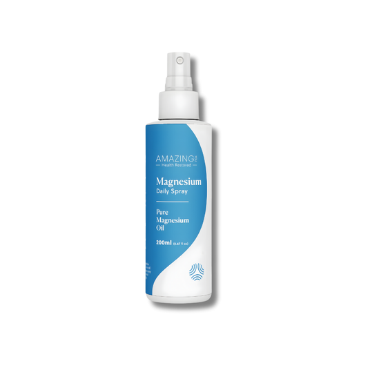 Amazing Oils Magnesium Daily Spray delivers pure magnesium oil in an easy-to-use spray to support muscle relaxation, ease tension and promote overall wellbeing through fast-absorbing topical application.