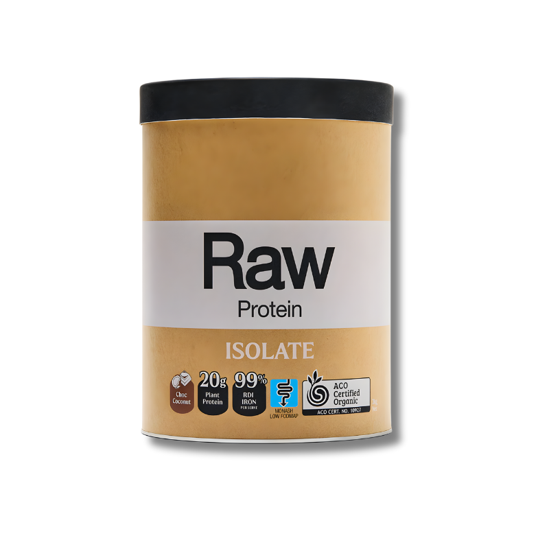 Container of Raw Protein Isolate on a white background