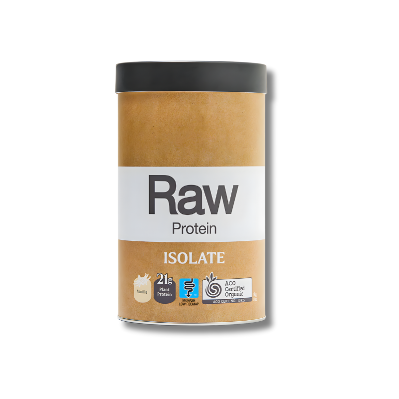 Container of Raw Protein Isolate on a white background