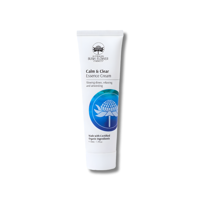 Tube of Calm & Clear Essence Cream on a white background