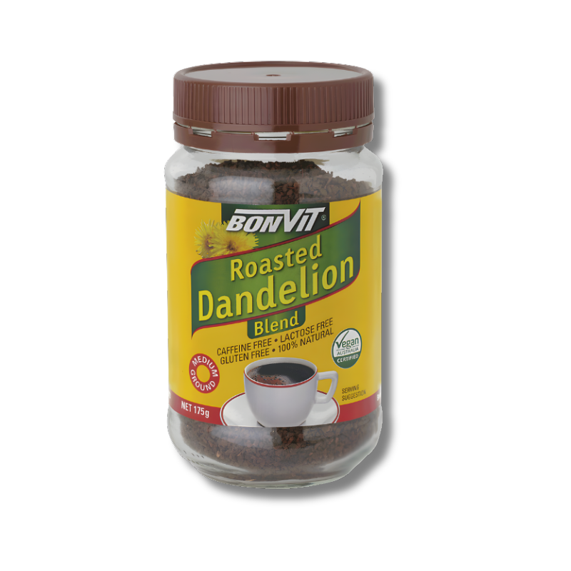 Jar of Bonvit Roasted Dandelion Blend on a white background