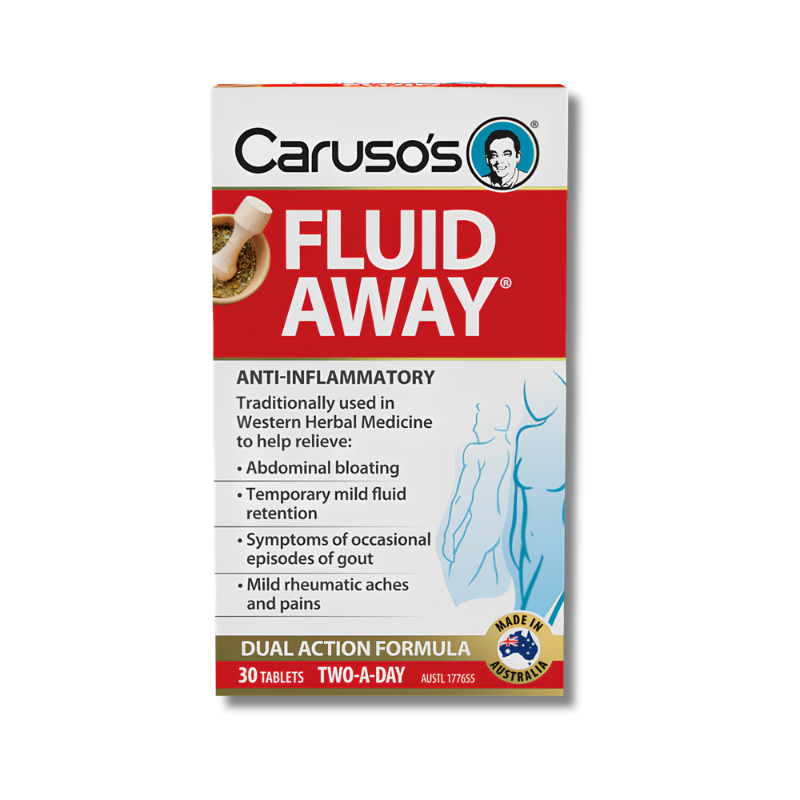 Caruso's Fluid Away packaging on a white background