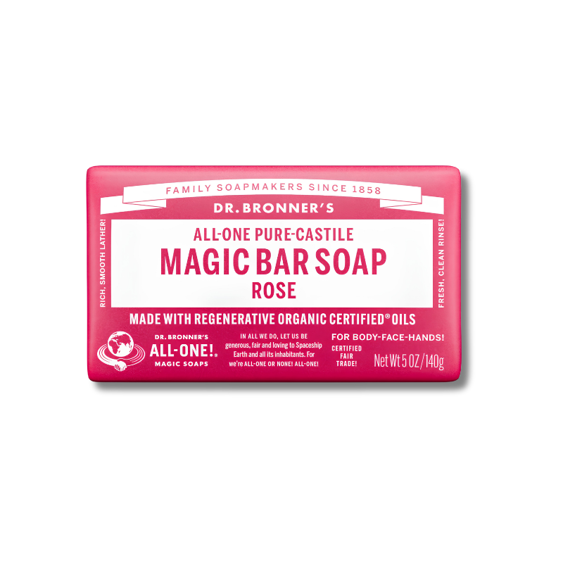 Dr. Bronner's Magic Bar Soap in Rose on a white background