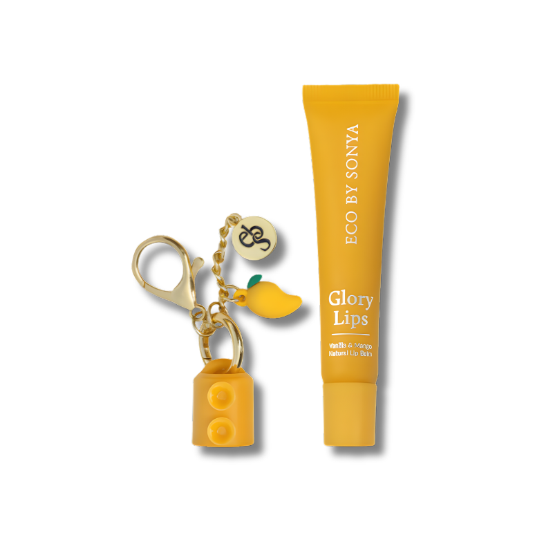 Eco Sonya Glory Lips natural lip balm in vanilla and mango with hydrating glossy finish