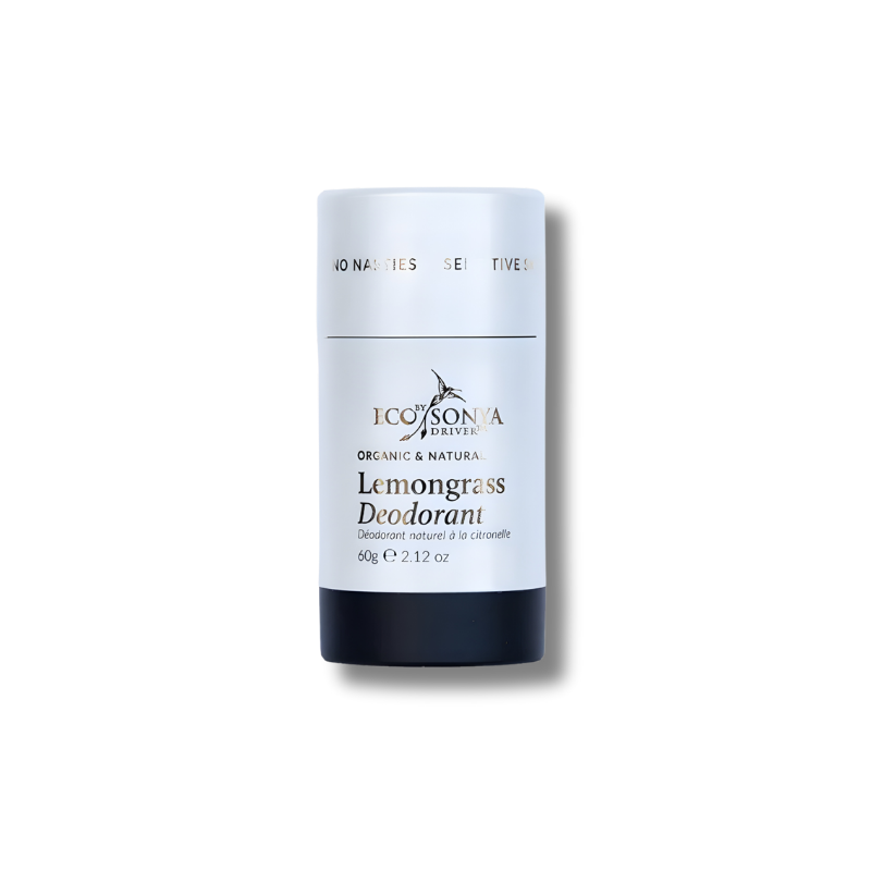 Eco Sonya Lemongrass deodorant stick on a white background
