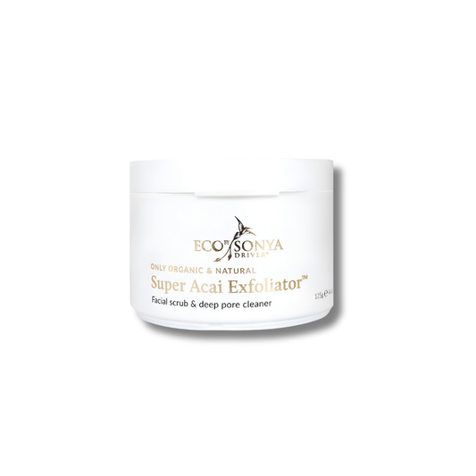 Super Acai Exfoliator jar by Eco by Sonya on a white background