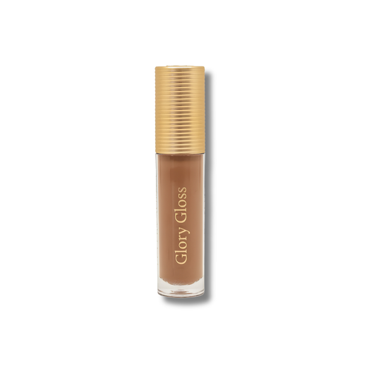 Glory Gloss is a collagen-infused lip gloss with sheer colour, juicy high shine and a smooth, non-sticky finish in the shade maple.