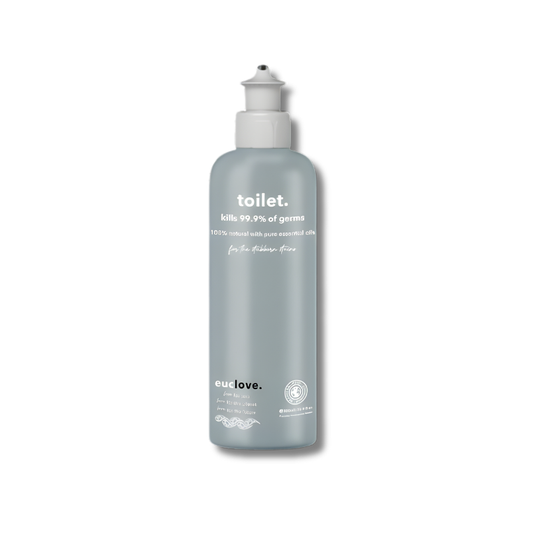 Bottle of 'toilet.' cleaning solution on a white background