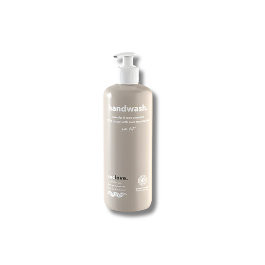 Handwash bottle with pump on a white background